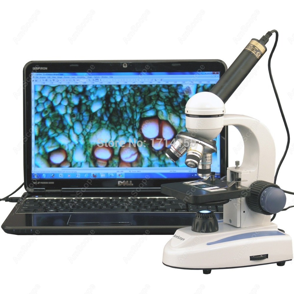 Amscope Microscope Compound 40X-1000X - AmScope M158 시리즈 360도 회전 단안