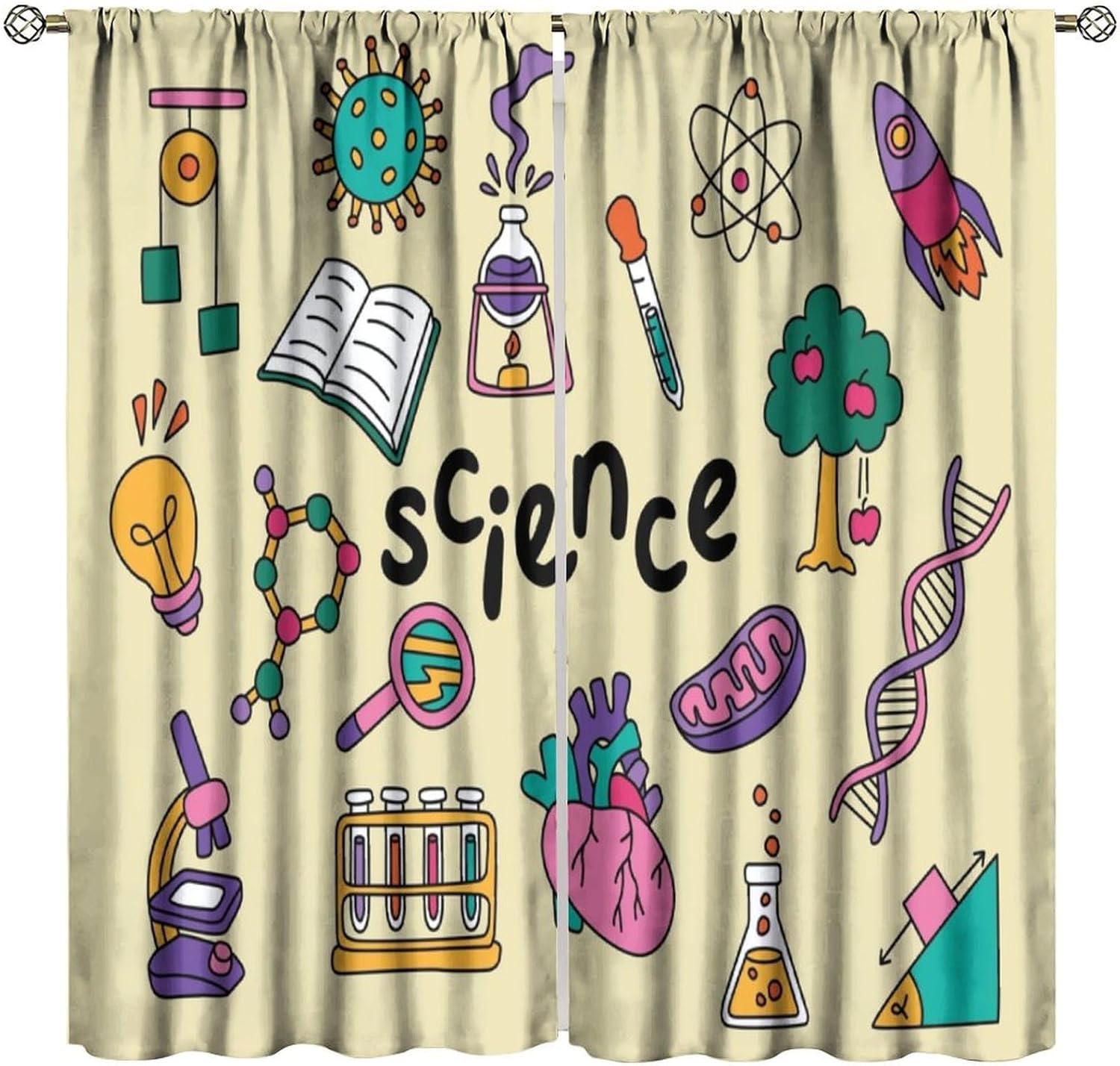 Science Nursery - 과학 테마 커튼 2개 교육용 교실