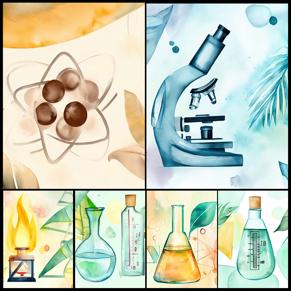 Science Nursery - 만화 화학 과학 비커 생물학 보육