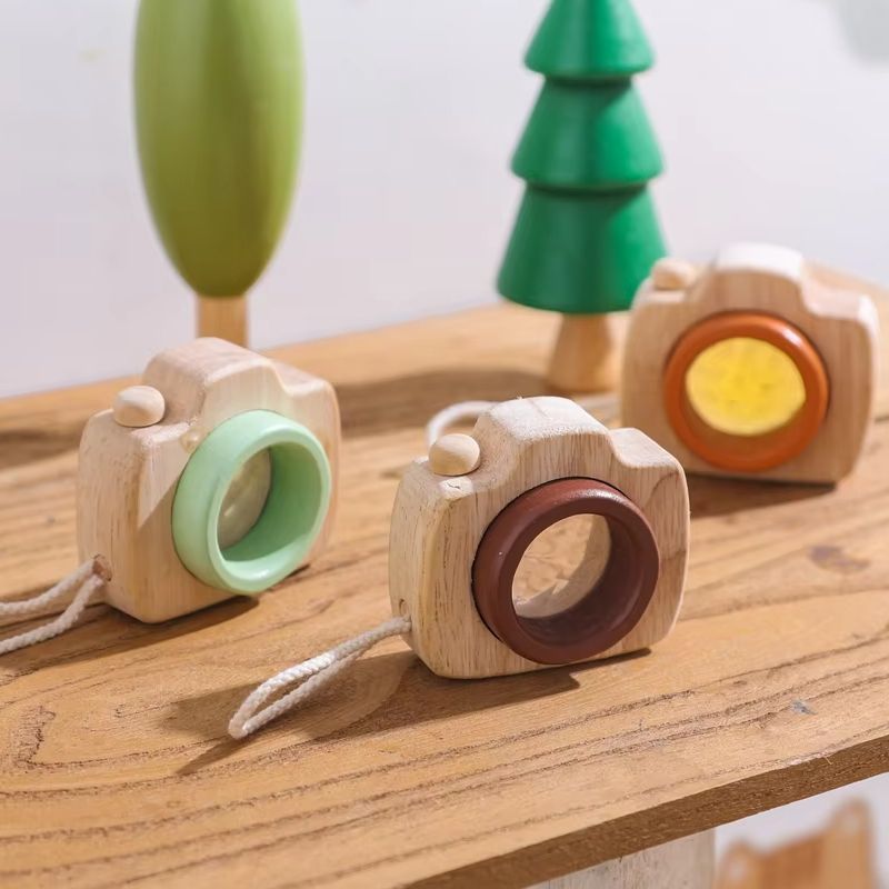 Science Toys - 나무 돋보기 미니 카메라 모양의 간편한