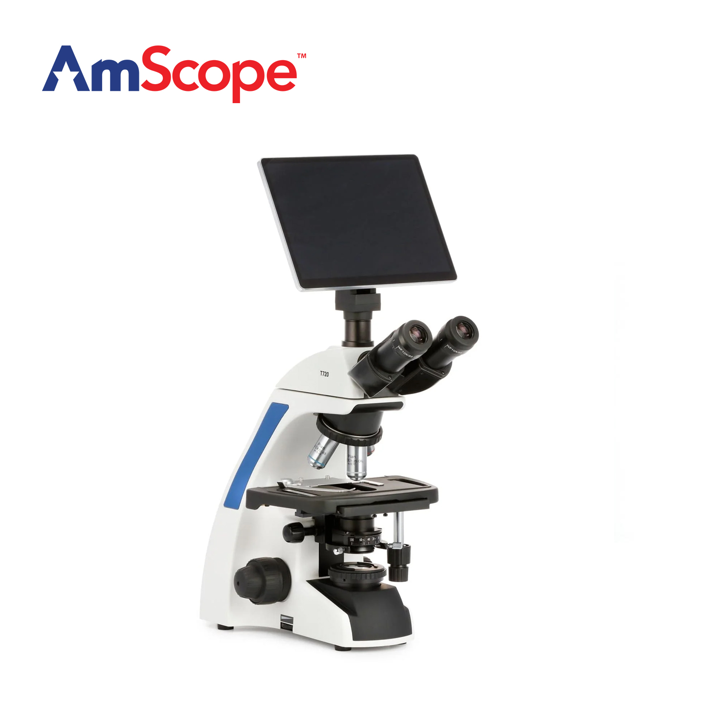 Amscope Microscope Compound 40X-1000X - AmScope T720 시리즈 삼안 코일러 LED