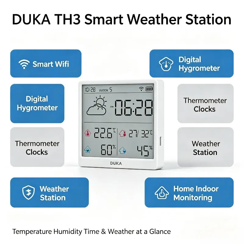 DUKA TH3 Wifi 스마트 온도 습도 센서 디지털 - Weather Station Indoor 리뷰 및 가격