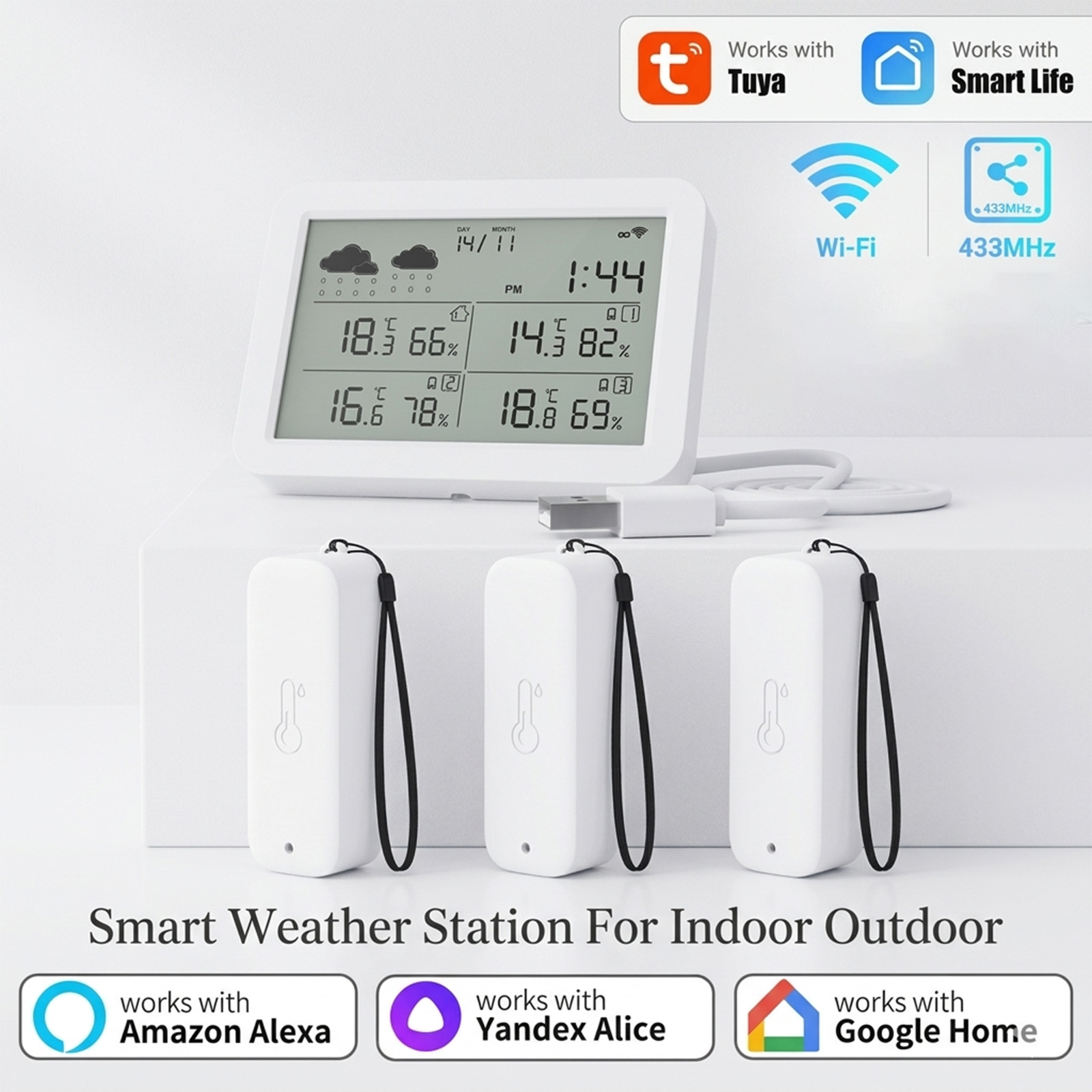 Tuya WiFi+RF433 기상 관측소, 스마트 홈  - Weather Station Indoor 리뷰 및 가격